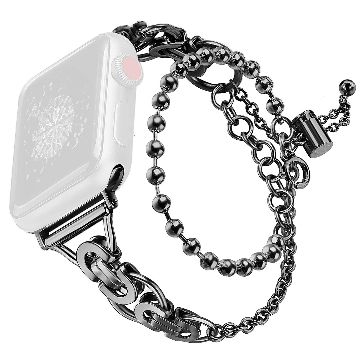 For Apple Watch Series 9 8 7 41mm 6 5 4 SE (2023) SE(2022) SE 40mm 3 2 1 38mm Zinc Alloy Wrist Strap Two Rows Bracelet Beads Smart Watch Band For Apple Watch Series 9 8 7 41mm 6 5 4 SE (2023) SE(2022) SE 40mm 3 2 1 38mm Zinc Alloy Wrist Strap Two Rows Bracelet Beads Smart Watch Band
